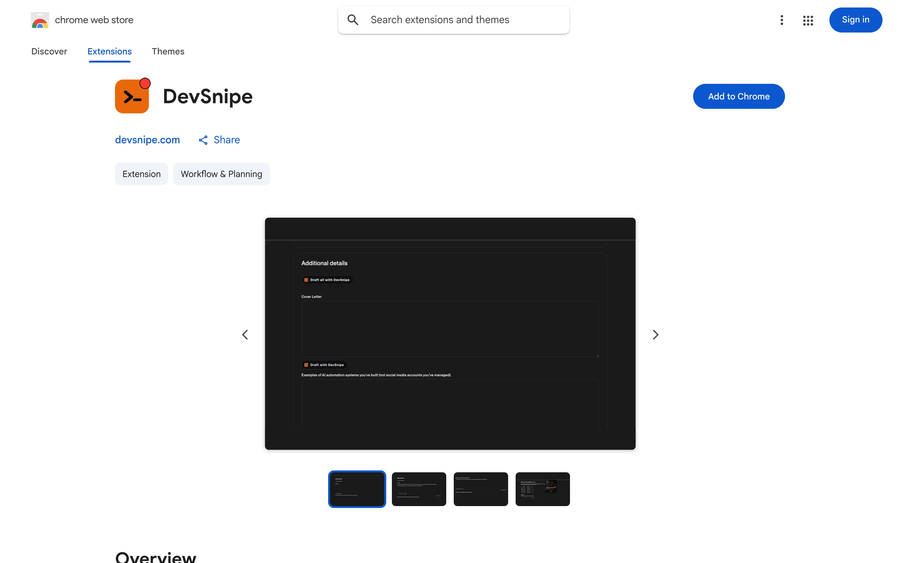 DevSnipe Extension screenshot